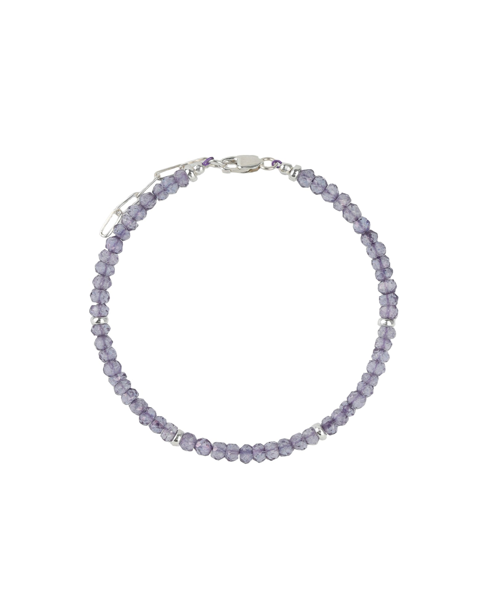 Purple Quartz Four Rondelle Bracelet | 3mm Sterling Silver, Purple Quartz