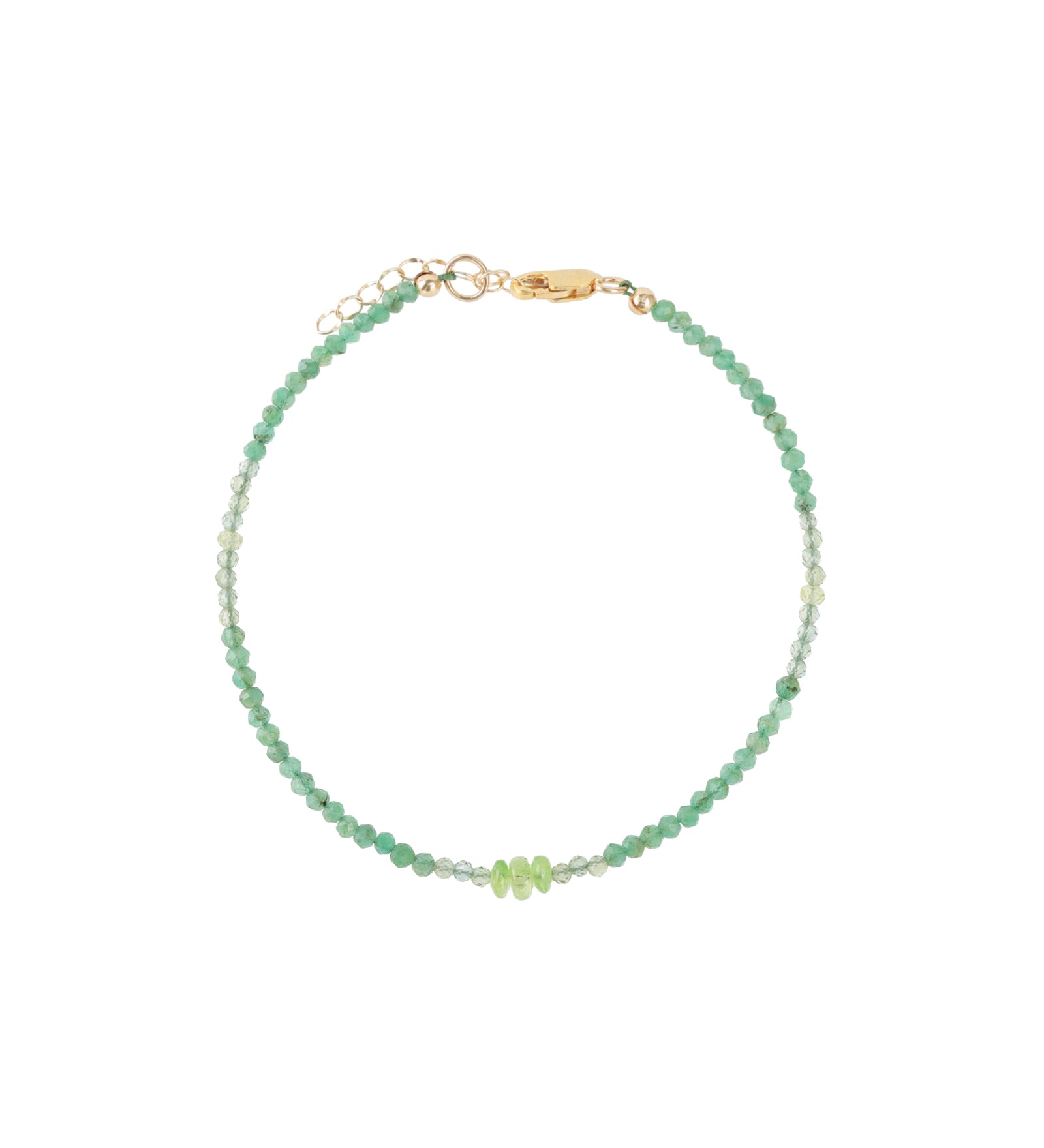 Green Mix Stone Bracelet | 2mm - 4mm 14k Gold Filled, Emerald, Green Apatite