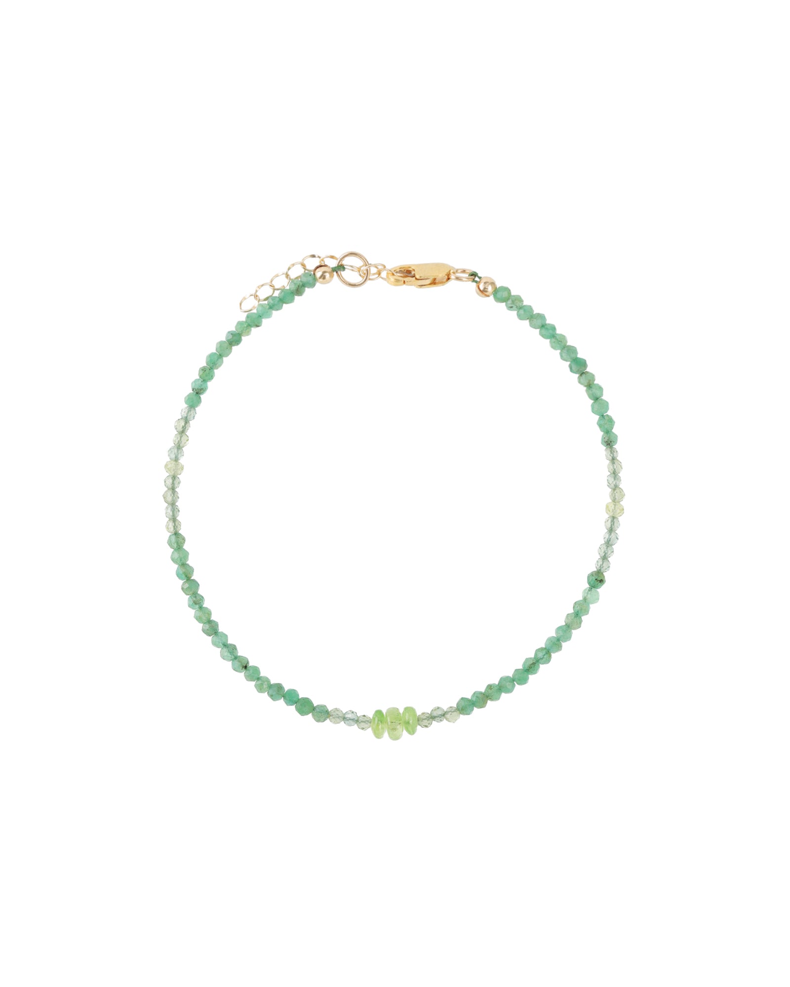 Green Mix Stone Bracelet | 2mm - 4mm 14k Gold Filled, Emerald, Green Apatite