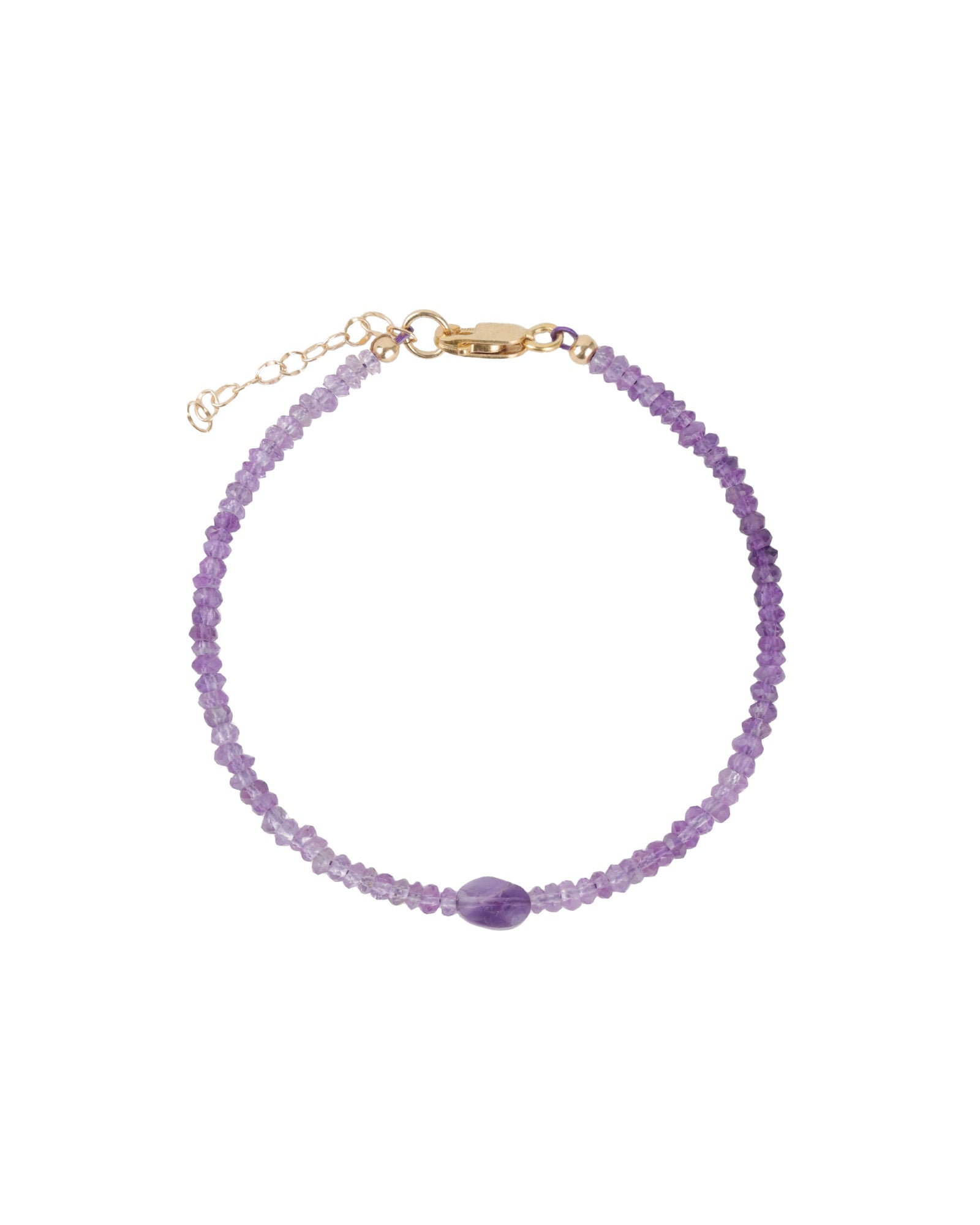 Single Oval Amethyst Bracelet | 2.5mm 14k Gold Filled, Amethyst