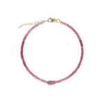 Single Oval Pink Mix Bracelet | 2.5mm 14k Gold Filled, Pink Sapphire, Pink Tourmaline