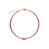 Single Oval Pink Mix Bracelet | 2.5mm 14k Gold Filled, Pink Sapphire, Pink Tourmaline