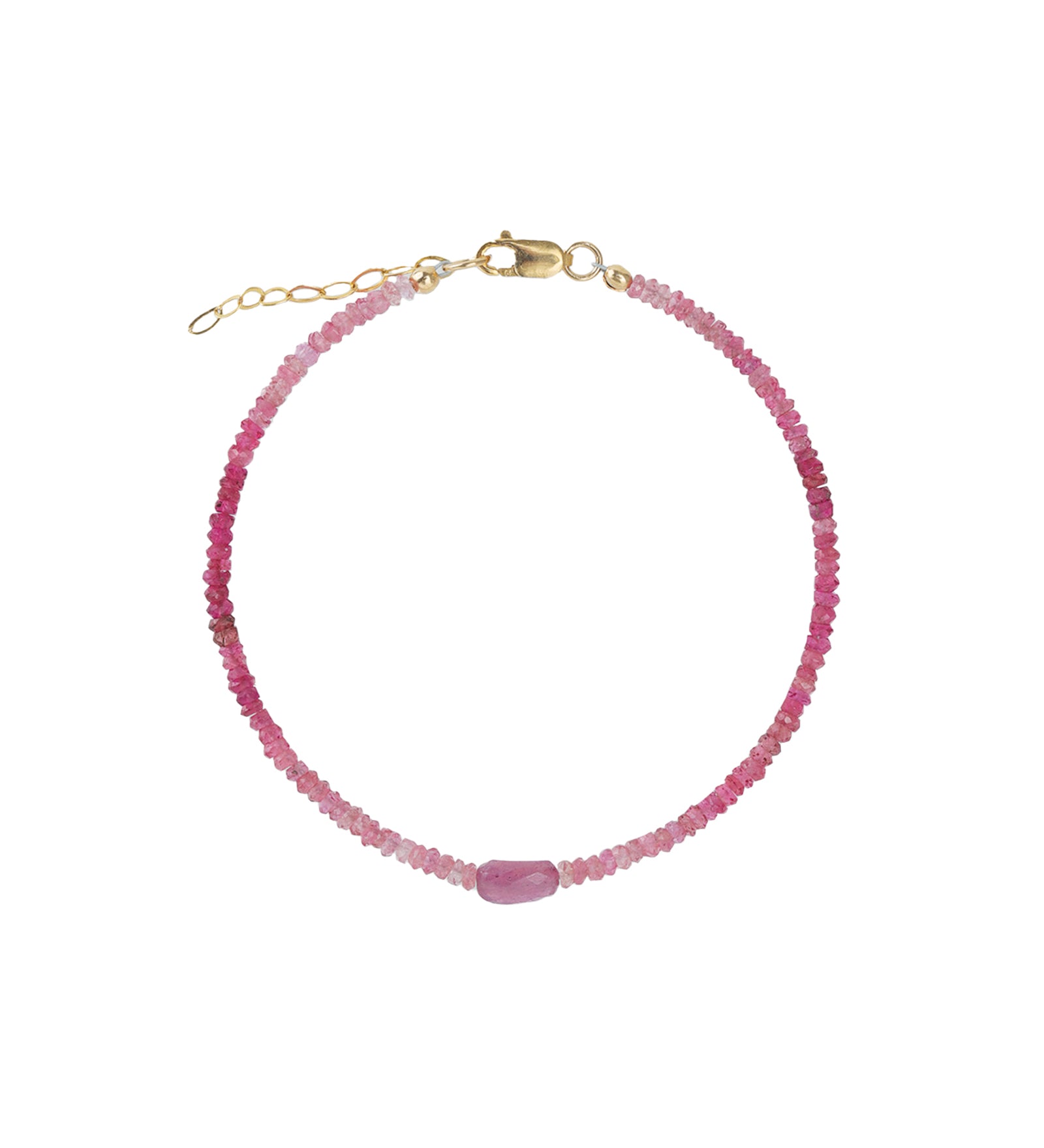 Single Oval Pink Mix Bracelet | 2.5mm 14k Gold Filled, Pink Sapphire, Pink Tourmaline