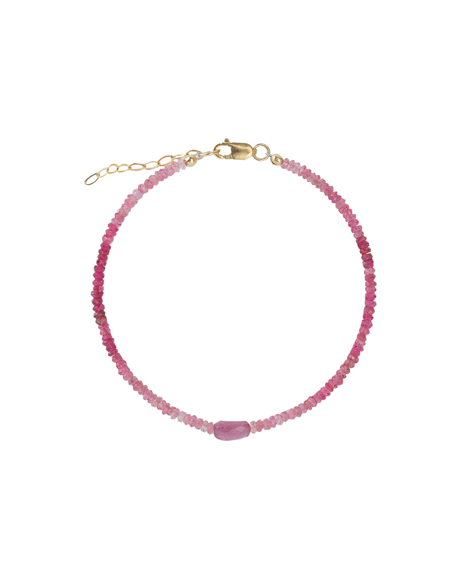 Single Oval Pink Mix Bracelet | 2.5mm 14k Gold Filled, Pink Sapphire, Pink Tourmaline