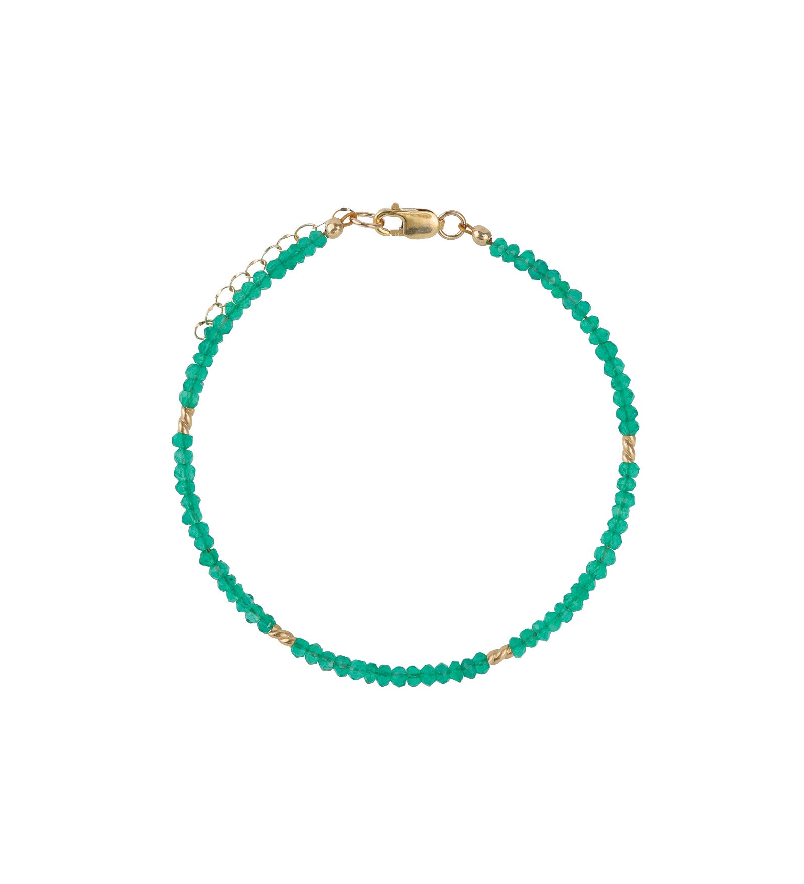 Stone Twist Bead Bracelet | 2.5mm 14k Gold Filled, Green Agate