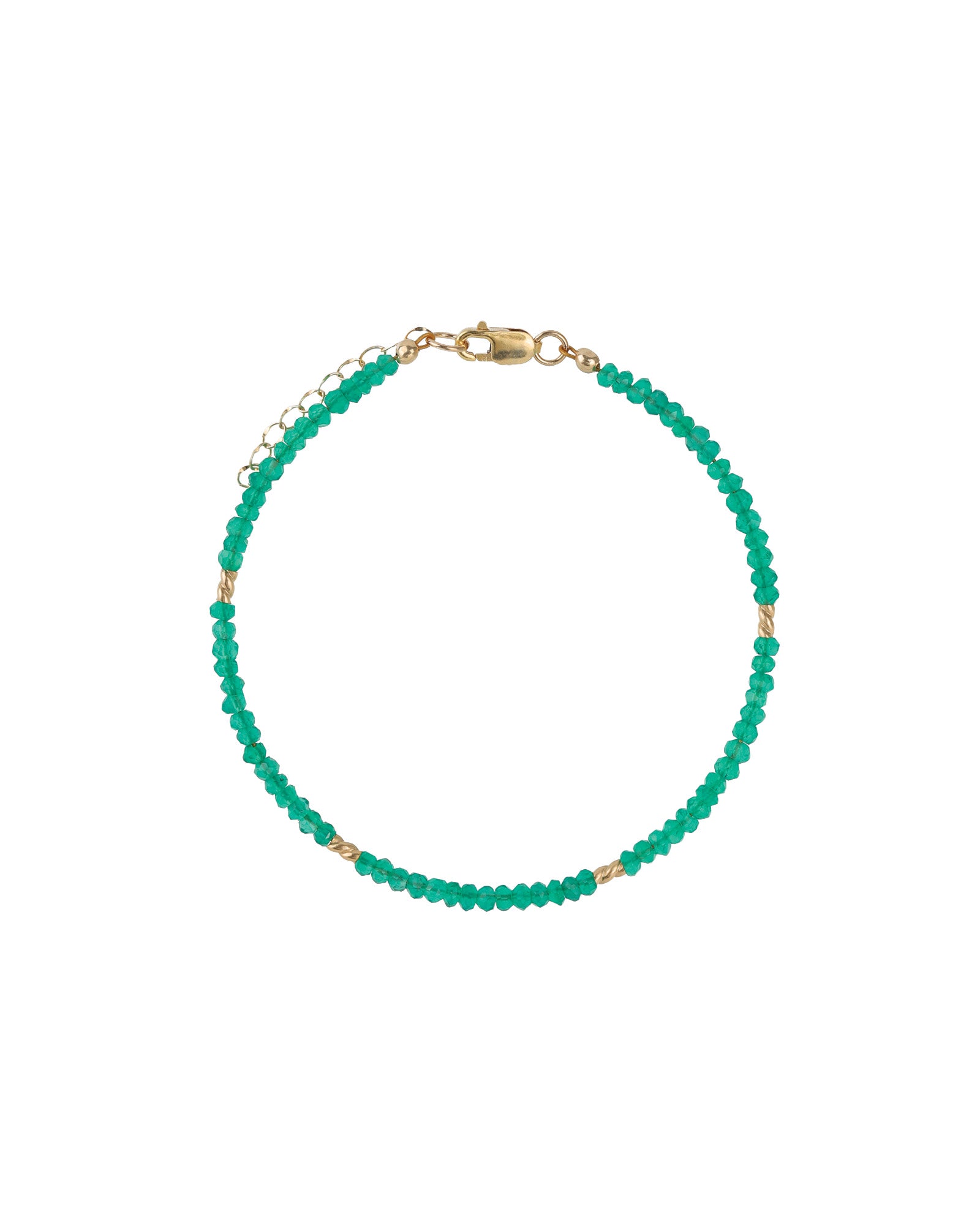 Stone Twist Bead Bracelet | 2.5mm 14k Gold Filled, Green Agate