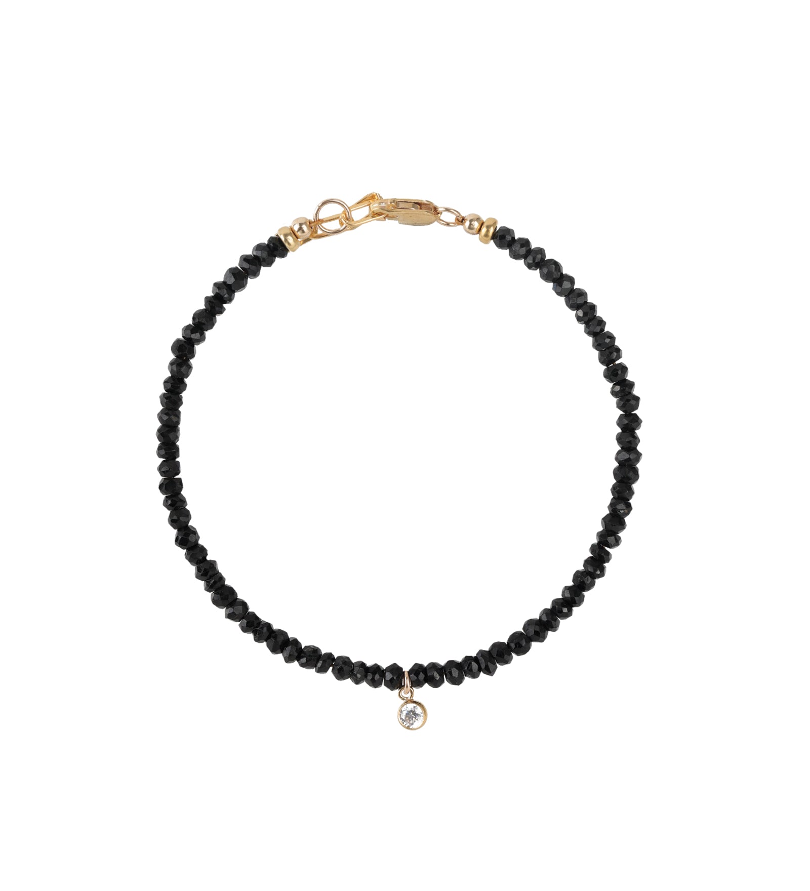 Black Spinel CZ Drop Bracelet | 3mm 14k Gold Filled, Black Spinel, Cubic Zirconia