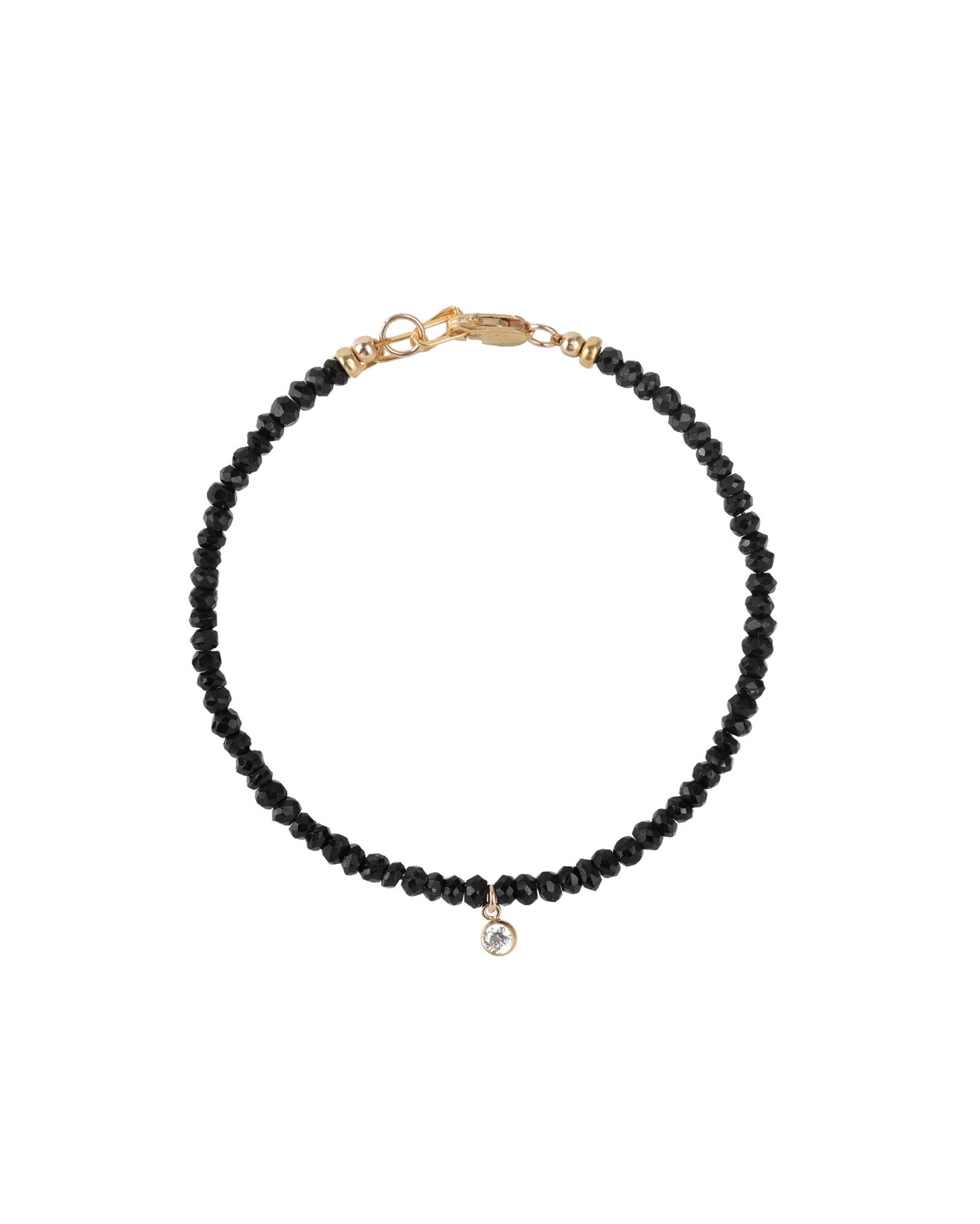 Black Spinel CZ Drop Bracelet | 3mm 14k Gold Filled, Black Spinel, Cubic Zirconia