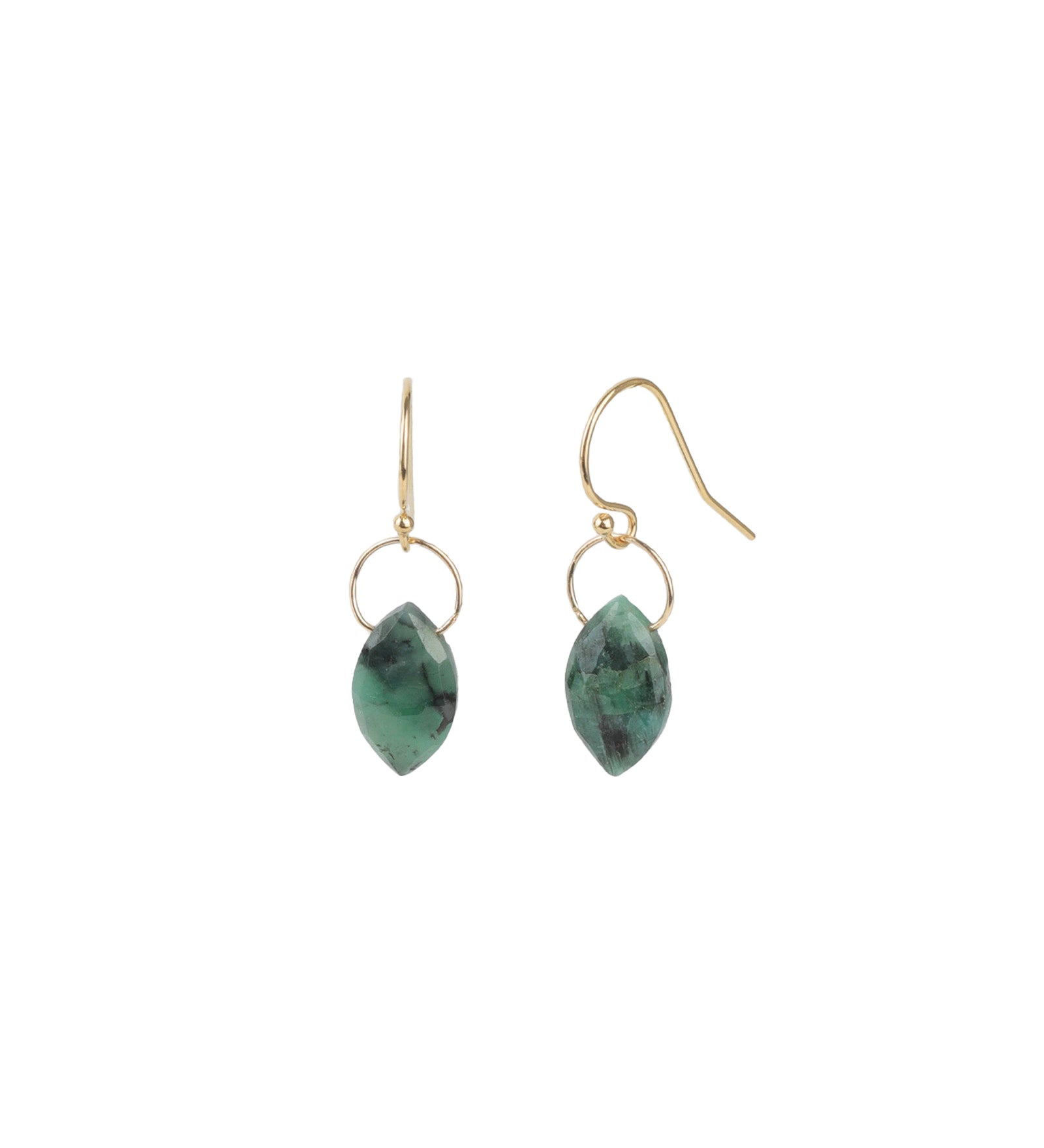 Marquise Floating Emerald Hooks 14k Gold Filled, Emerald