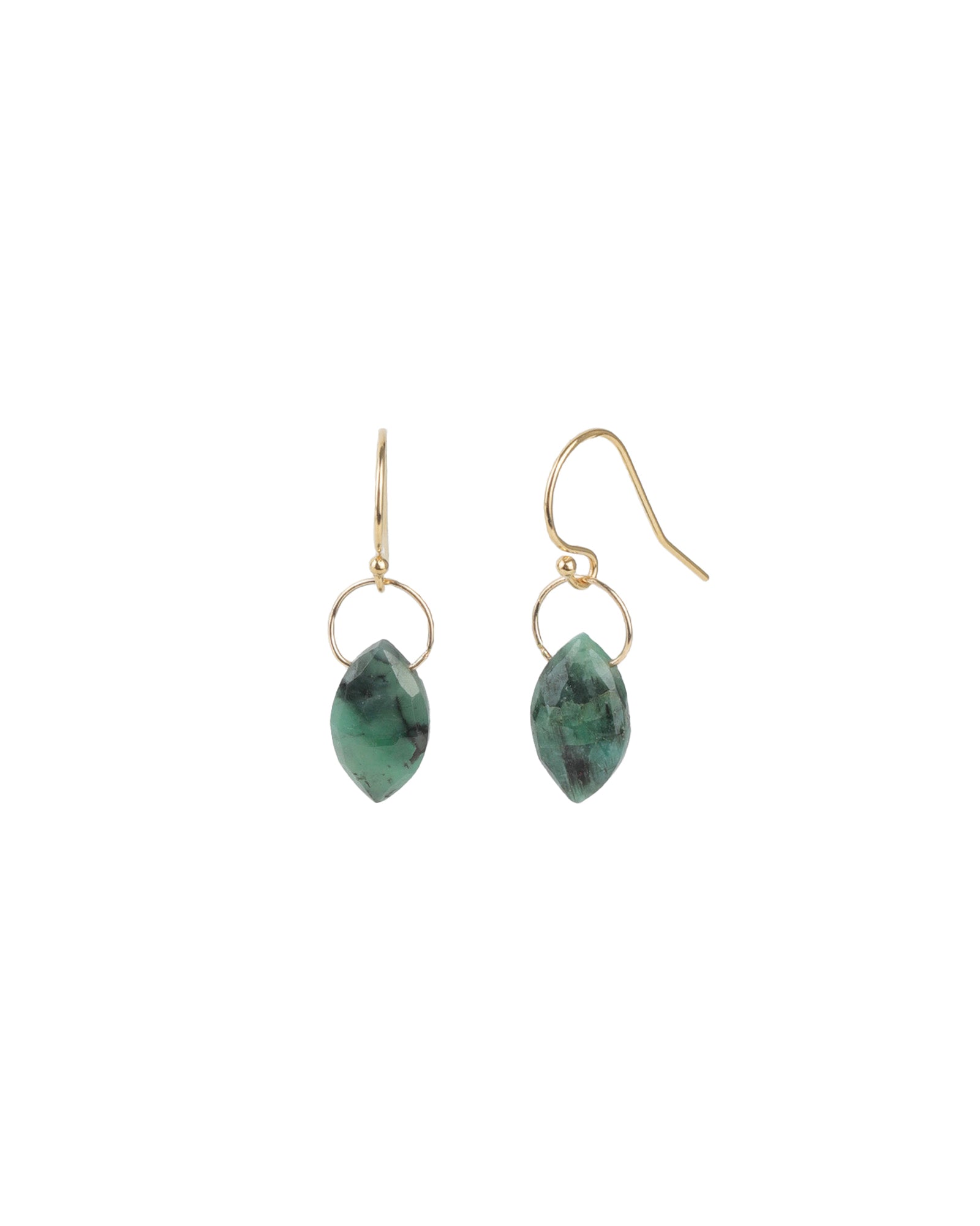 Marquise Floating Emerald Hooks 14k Gold Filled, Emerald