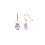 Pear Floating Amethyst Hooks 14k Gold Filled, Amethyst