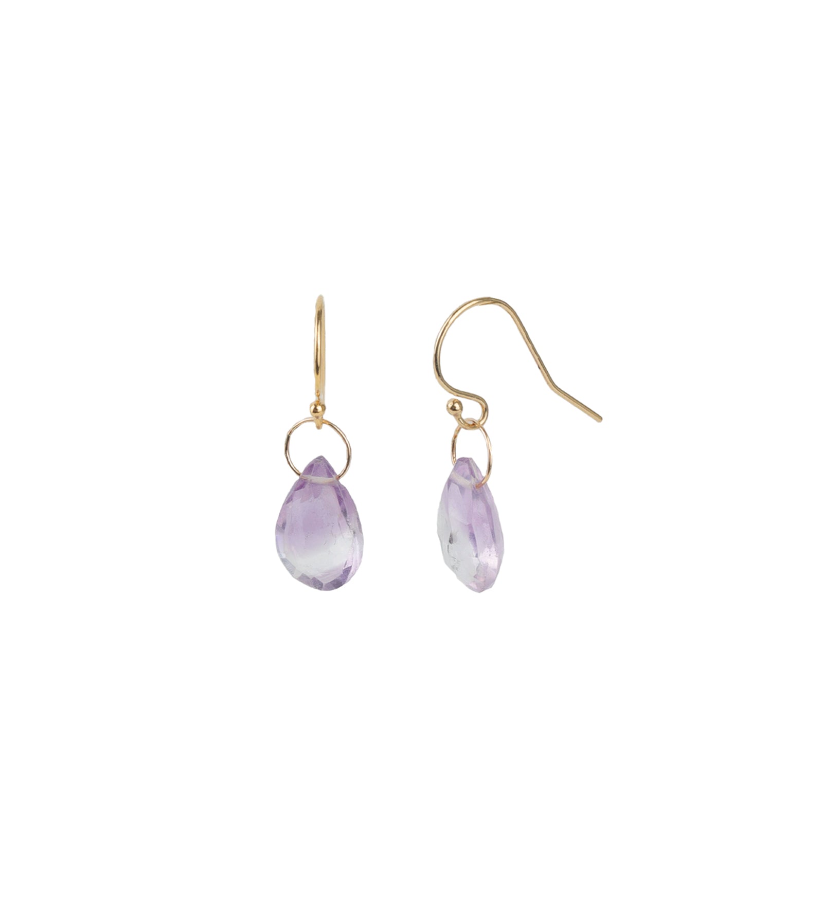 Pear Floating Amethyst Hooks 14k Gold Filled, Amethyst