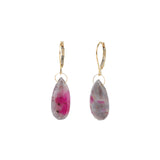 Teardrop Floating Ruby Zoisite Hooks 14k Gold Filled, Ruby Zoisite