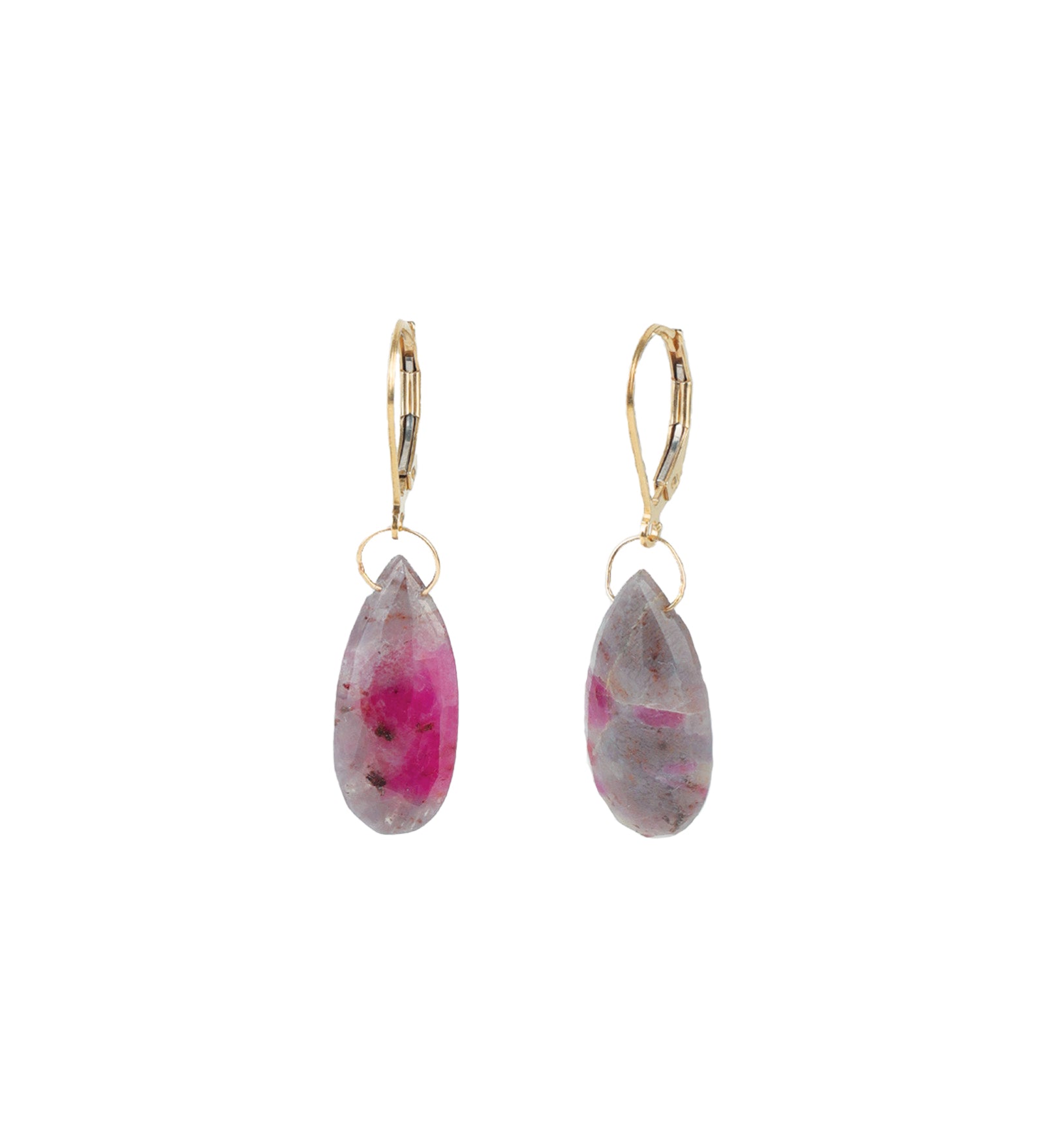 Teardrop Floating Ruby Zoisite Hooks 14k Gold Filled, Ruby Zoisite