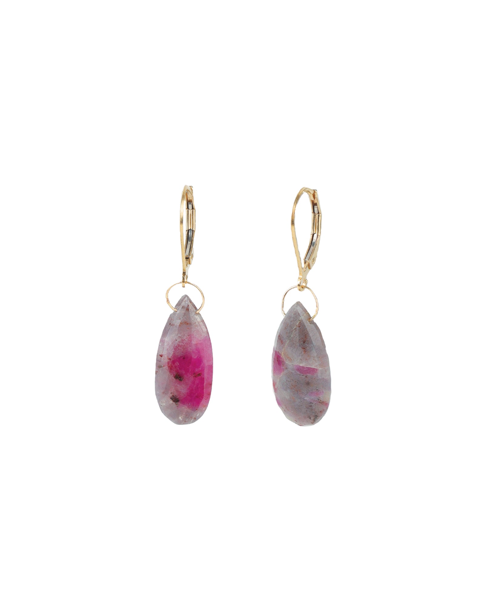 Teardrop Floating Ruby Zoisite Hooks 14k Gold Filled, Ruby Zoisite