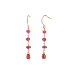 Four Mixed Stone Drop Hooks 14k Gold Filled, Garnet, Ruby