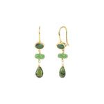 Mixed Stone Drop Bezel Hooks 14k Gold Filled, Emerald, Green Tourmaline, Serpentine