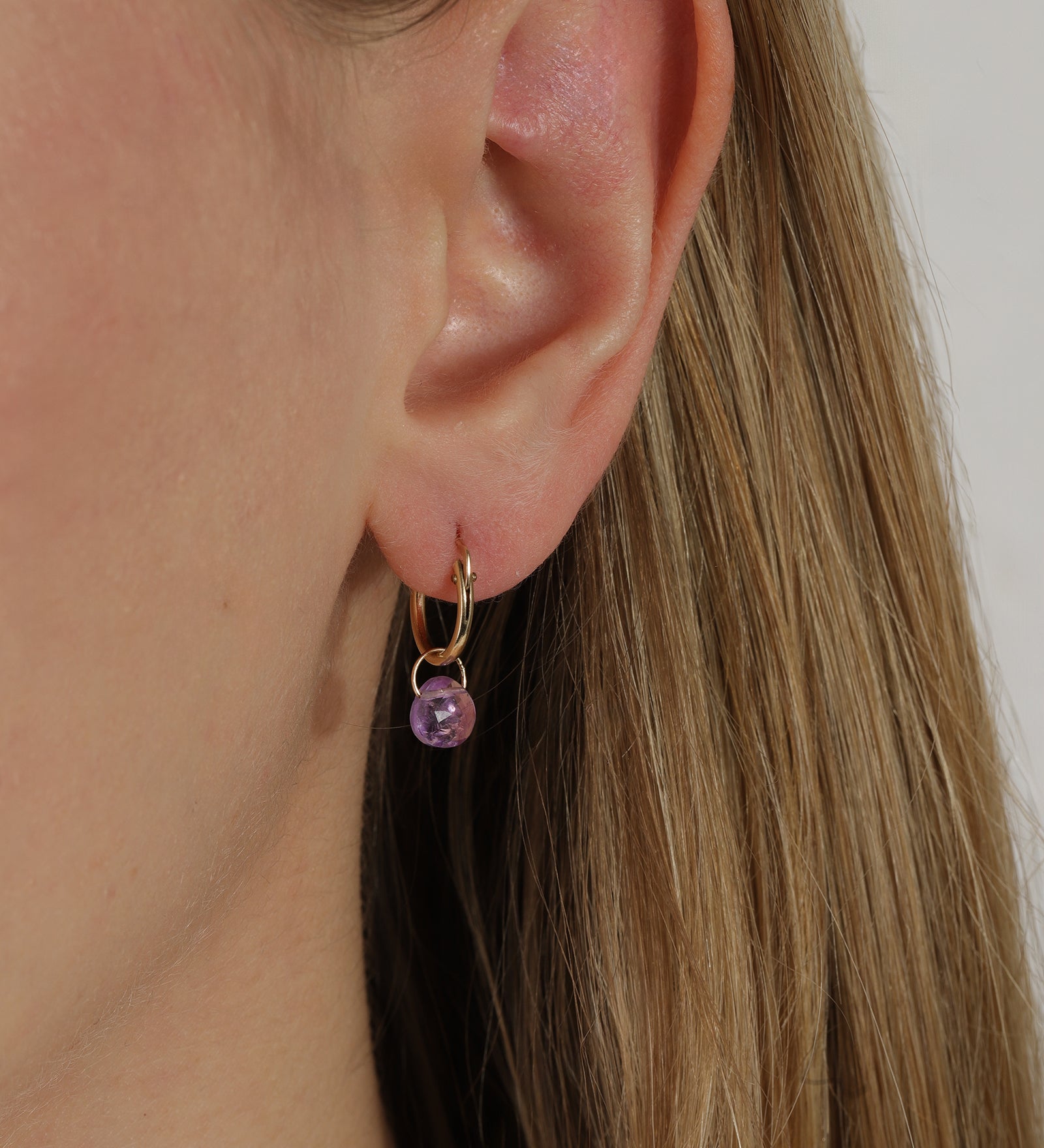 Gem Jar-Floating Heart Amethyst Drop Huggies-Earrings-Blue Ruby Jewellery-Vancouver Canada