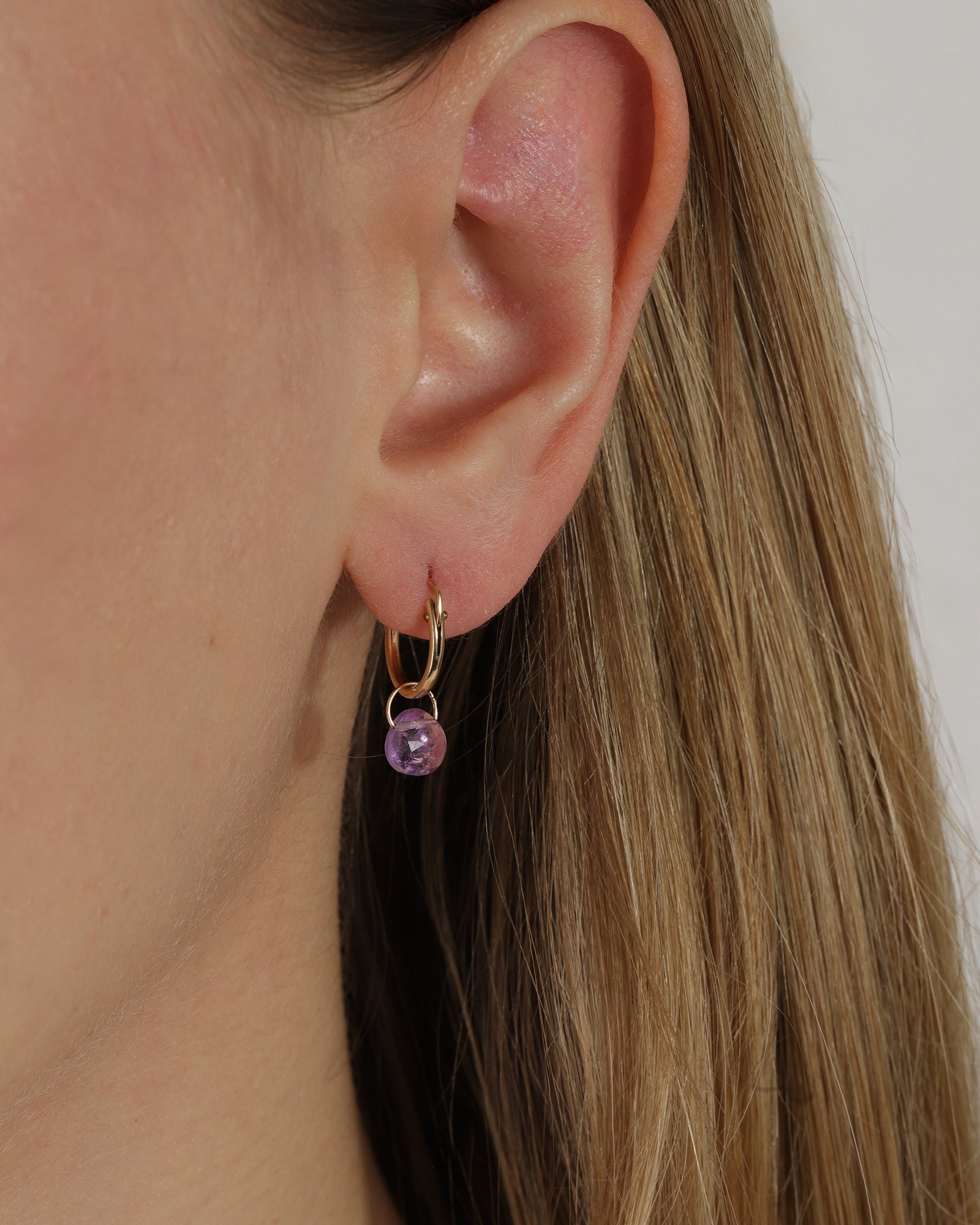 Gem Jar-Floating Heart Amethyst Drop Huggies-Earrings-Blue Ruby Jewellery-Vancouver Canada