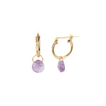 Gem Jar-Floating Heart Amethyst Drop Huggies-Earrings-14k Gold Filled, Amethyst-Blue Ruby Jewellery-Vancouver Canada