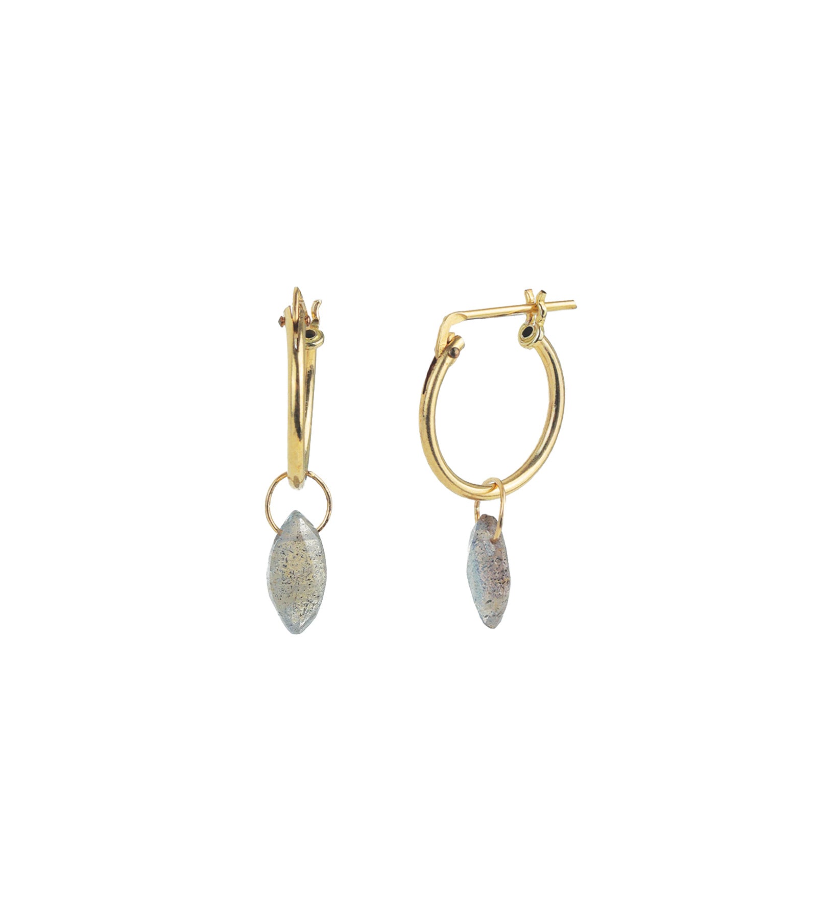 Gem Jar-Marquise Floating Labradorite Drop Huggies-Earrings-14k Gold Filled, Labradorite-Blue Ruby Jewellery-Vancouver Canada