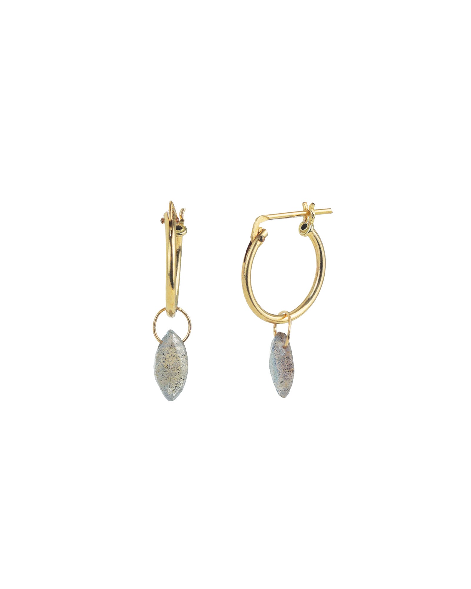 Gem Jar-Marquise Floating Labradorite Drop Huggies-Earrings-14k Gold Filled, Labradorite-Blue Ruby Jewellery-Vancouver Canada