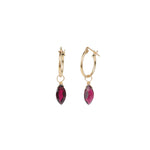 Marquise Floating Garnet Drop Huggies 14k Gold Filled, Garnet