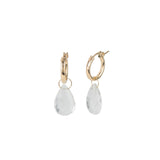 Pear Clear Quartz Drop Huggies 14k Gold Filled, Clear Quartz