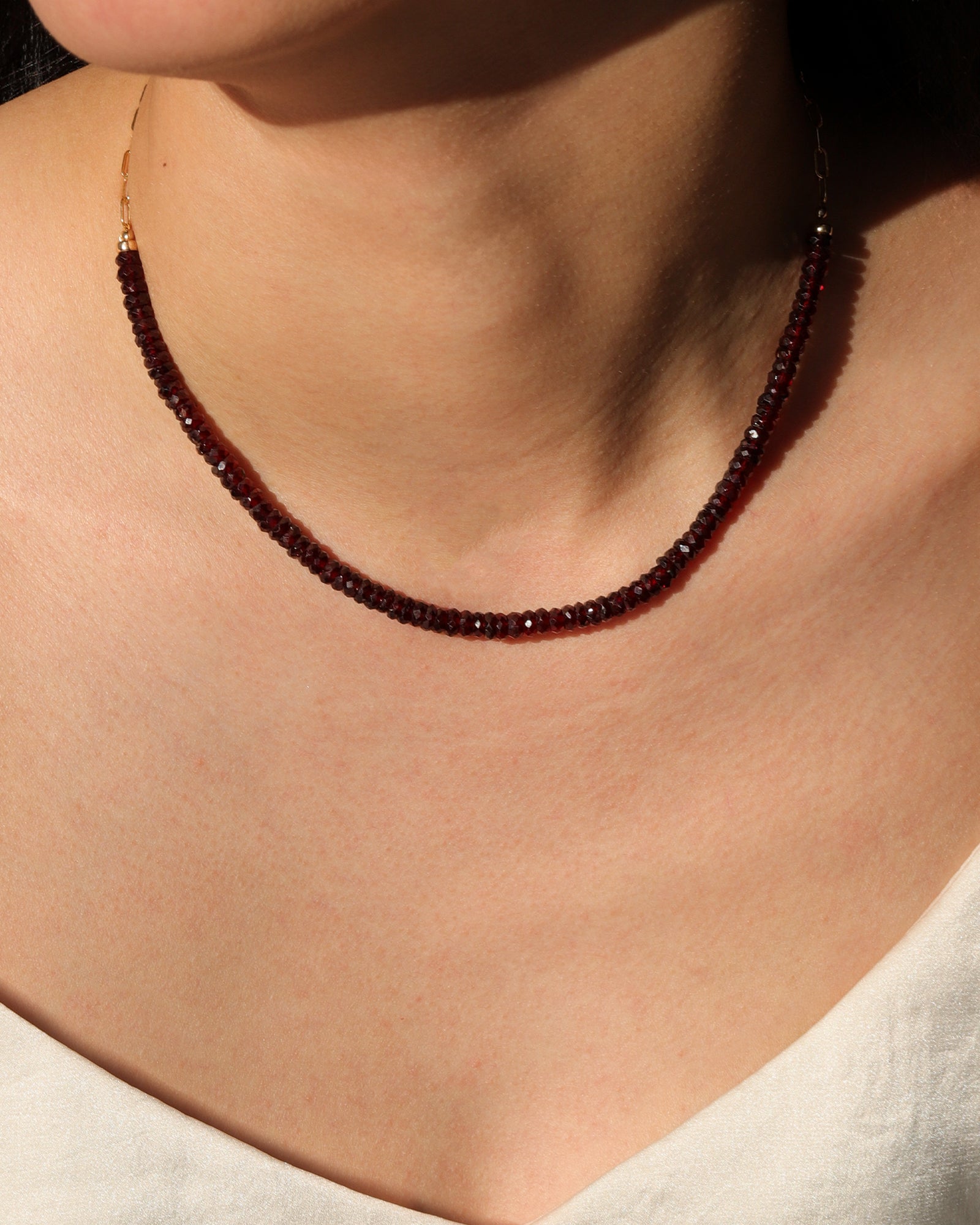 Gem Jar-Garnet Paperclip Necklace | 5mm-Necklaces-Blue Ruby Jewellery-Vancouver Canada