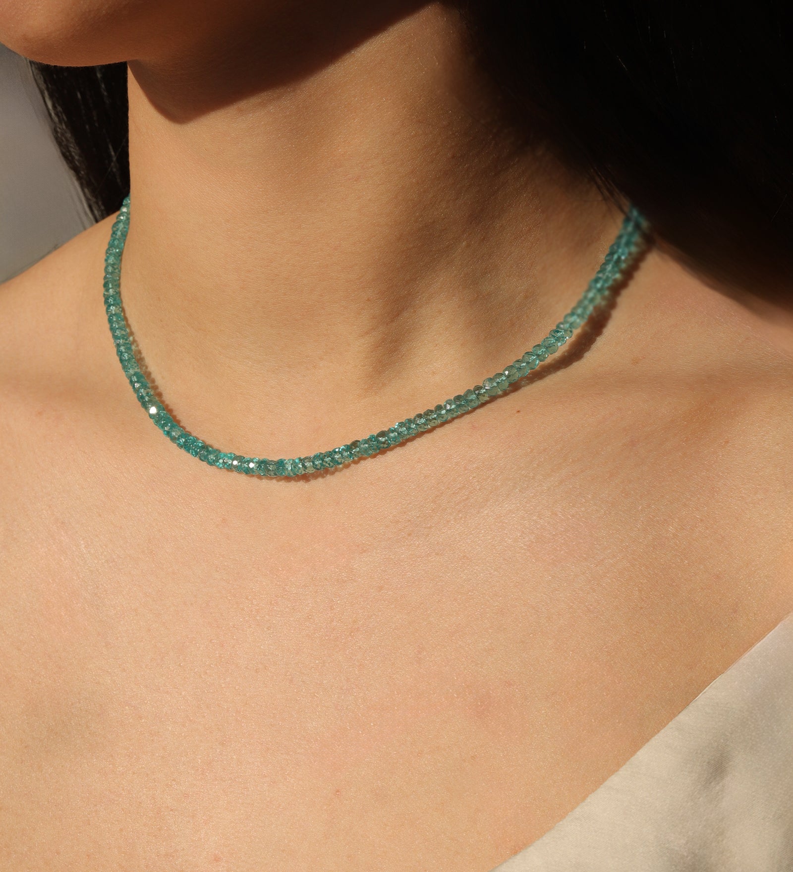 Gem Jar-Apatite Paperclip Necklace | 4mm-Necklaces-Blue Ruby Jewellery-Vancouver Canada