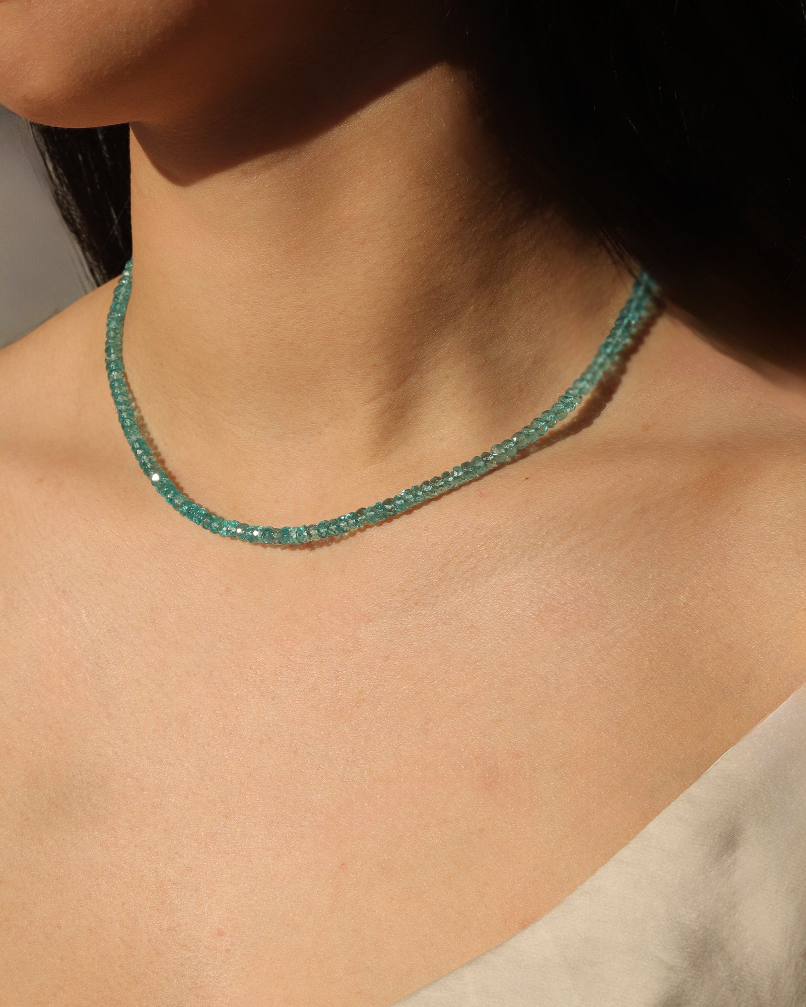 Gem Jar-Apatite Paperclip Necklace | 4mm-Necklaces-Blue Ruby Jewellery-Vancouver Canada