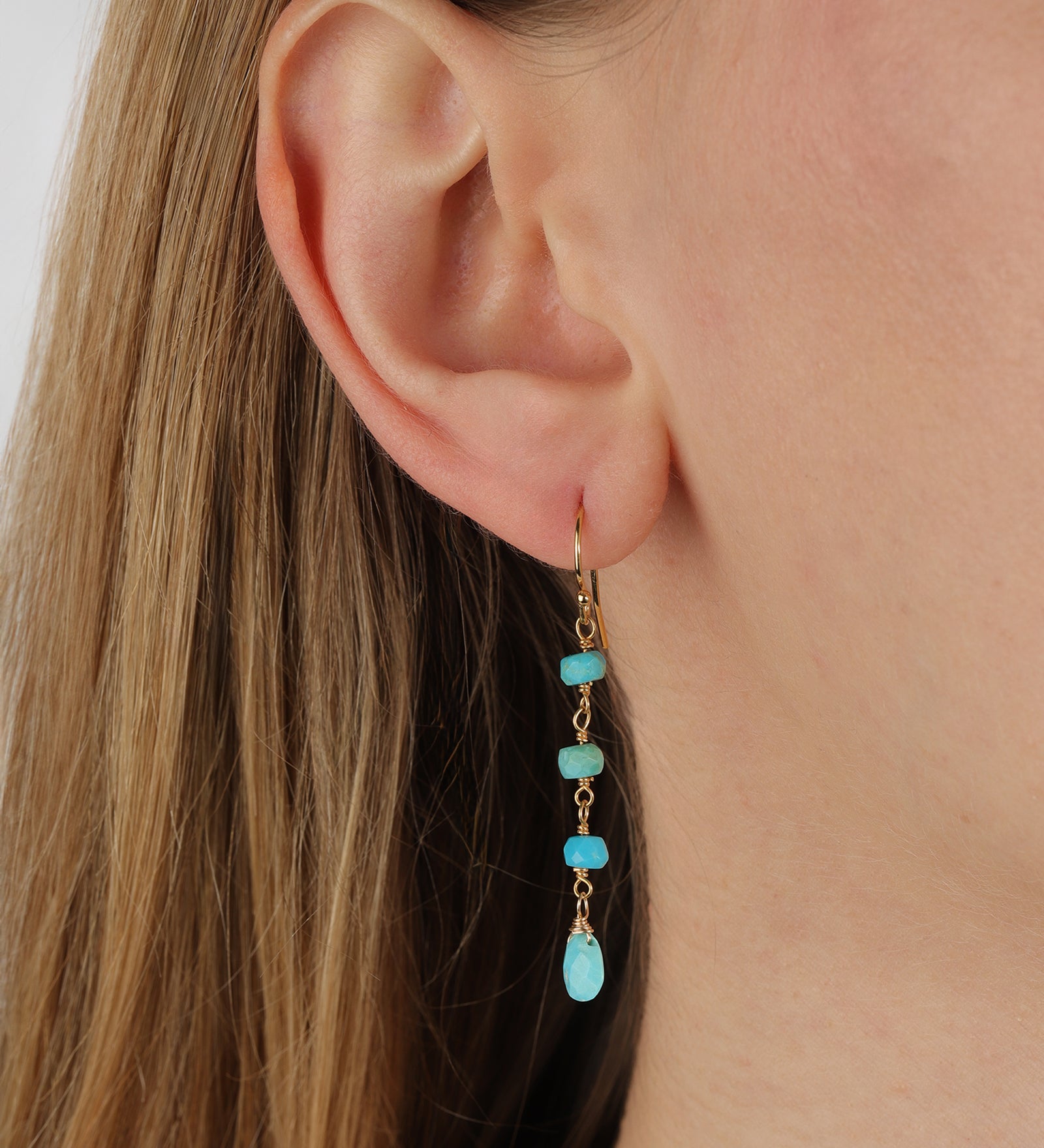 Gem Jar-Turquoise Wrap Drop Hooks-Earrings-Blue Ruby Jewellery-Vancouver Canada