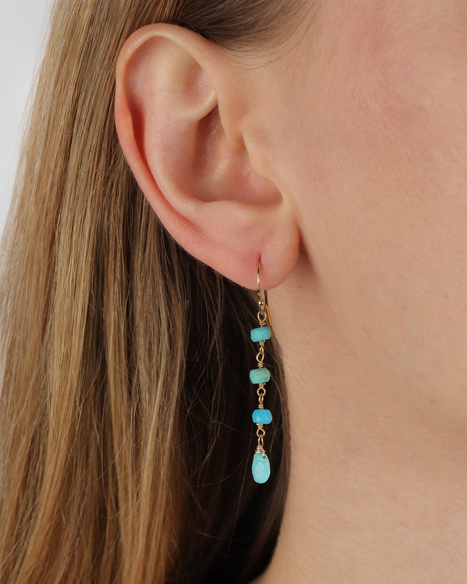 Gem Jar-Turquoise Wrap Drop Hooks-Earrings-Blue Ruby Jewellery-Vancouver Canada