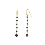 Black Spinel Wrap Drop Hooks 14k Gold Filled, 14k Gold Vermeil, Black Spinel