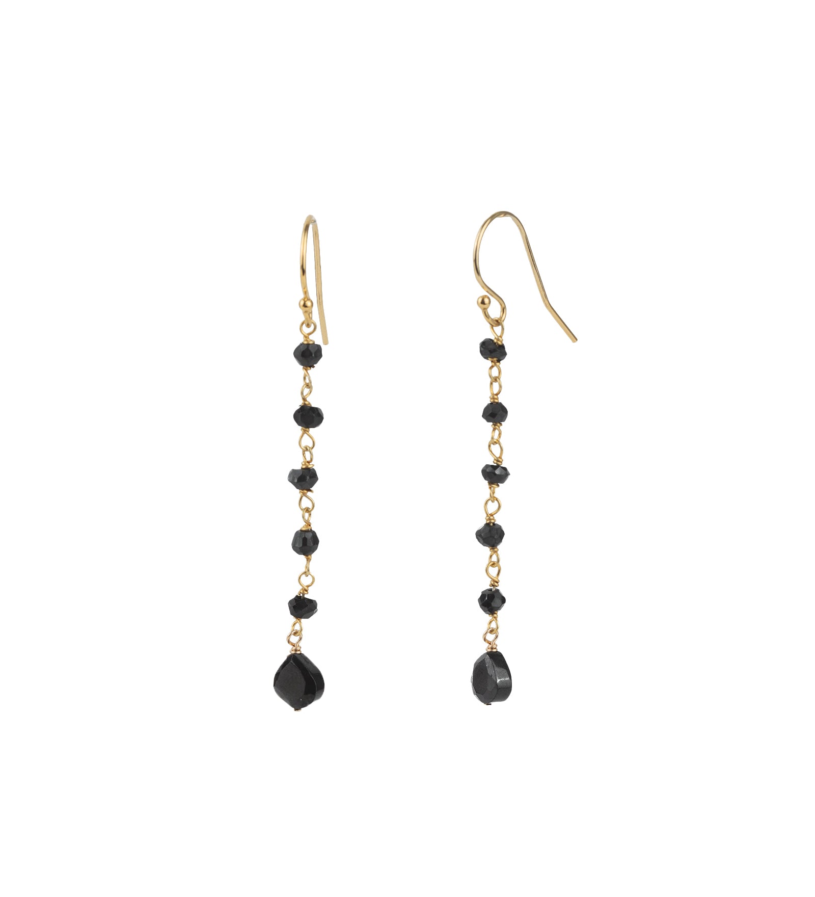 Black Spinel Wrap Drop Hooks 14k Gold Filled, 14k Gold Vermeil, Black Spinel