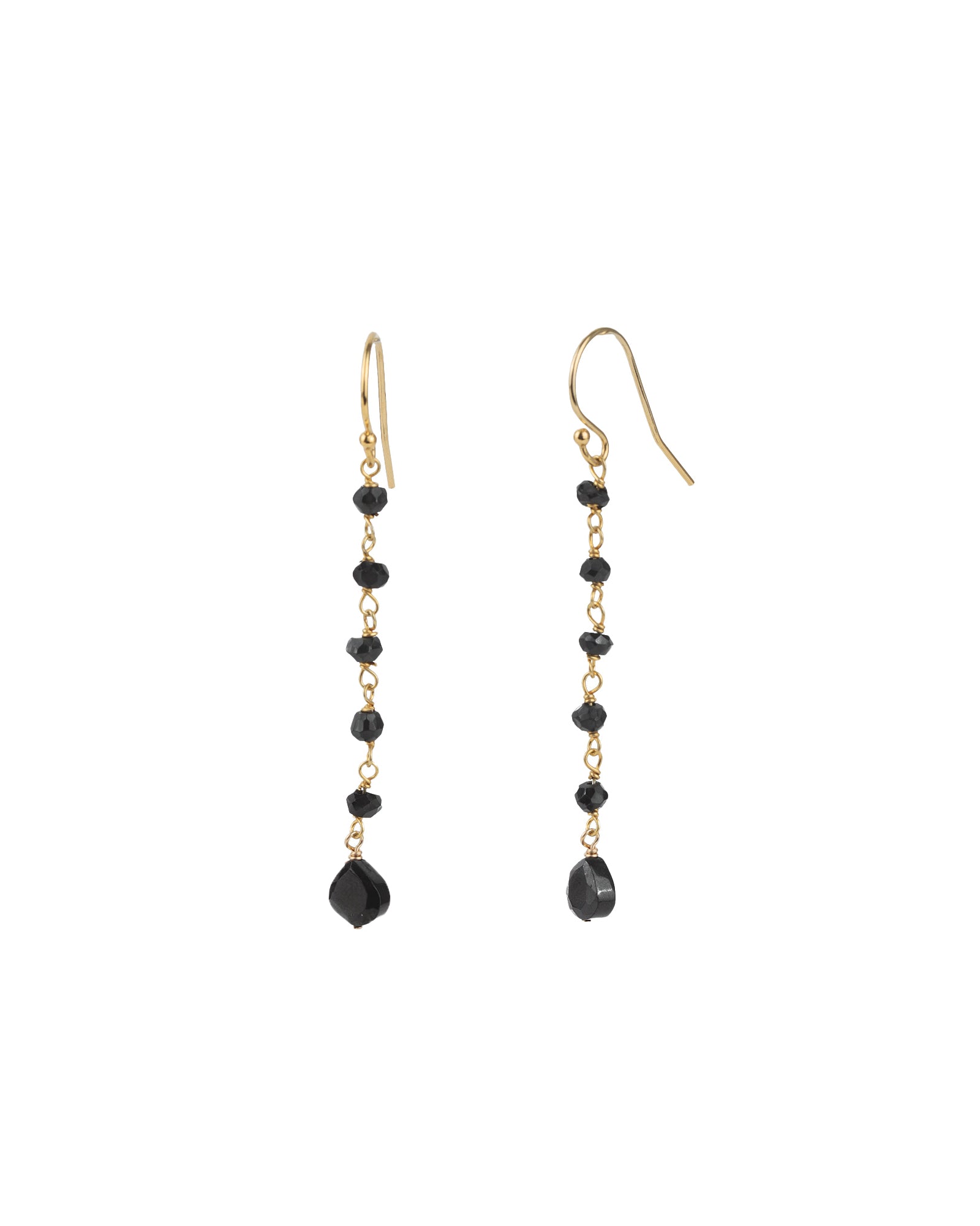 Black Spinel Wrap Drop Hooks 14k Gold Filled, 14k Gold Vermeil, Black Spinel