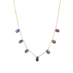 Stoned by Gem Jar-7 Stone Drop Necklace-Necklaces-14k Gold Filled, Mystic Kyanite-Blue Ruby Jewellery-Vancouver Canada