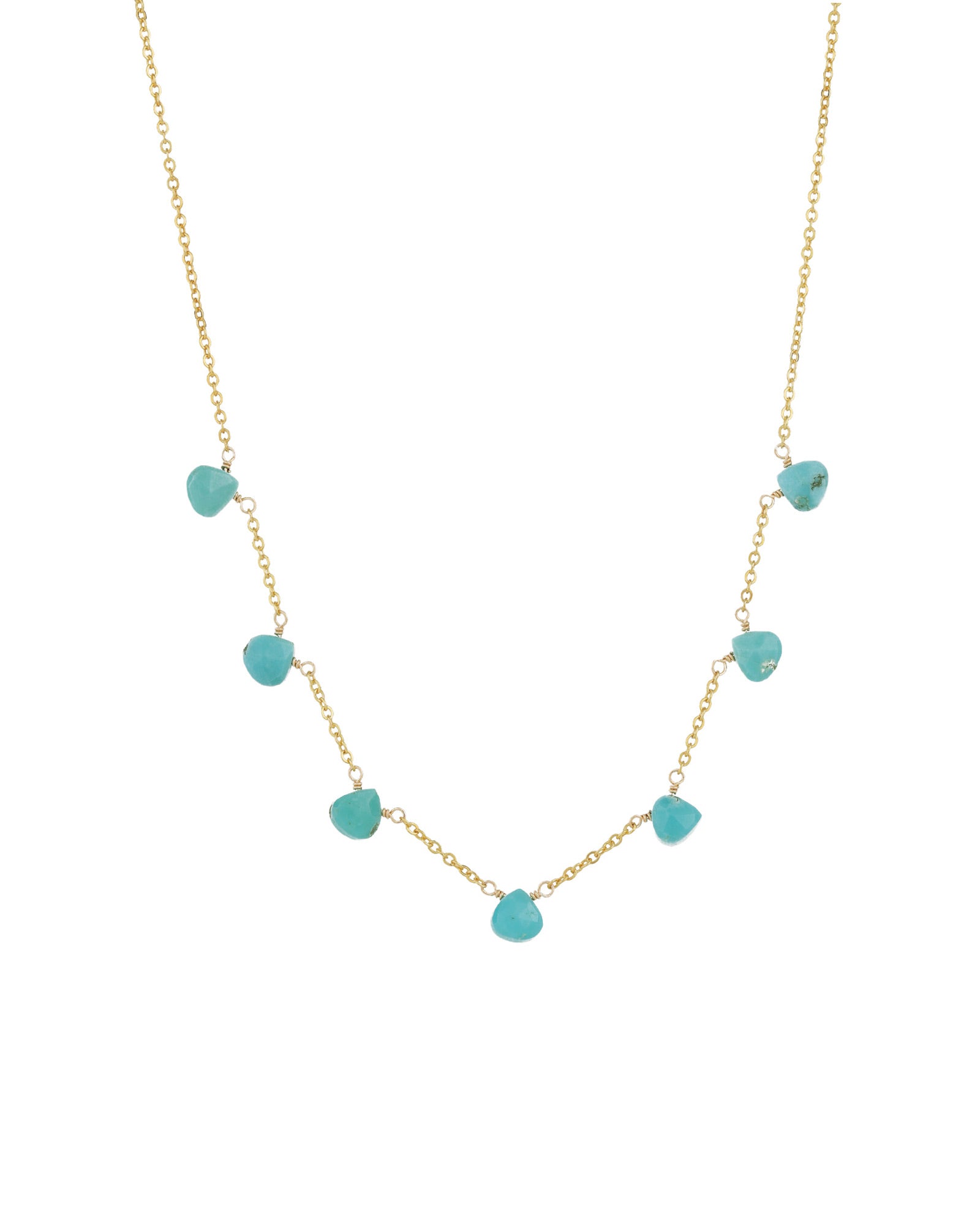 Stoned by Gem Jar-7 Stone Drop Necklace-Necklaces-14k Gold Filled, Turquoise-Blue Ruby Jewellery-Vancouver Canada