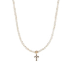 Gem Jar-White Zircon Diamond Cross Necklace | 4mm-Necklaces-14k Yellow Gold, 10k Rose Gold, Champagne Diamond, Champagne Zircon-Blue Ruby Jewellery-Vancouver Canada