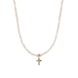 Gem Jar-White Zircon Diamond Cross Necklace | 4mm-Necklaces-14k Yellow Gold, 10k Rose Gold, Champagne Diamond, Champagne Zircon-Blue Ruby Jewellery-Vancouver Canada