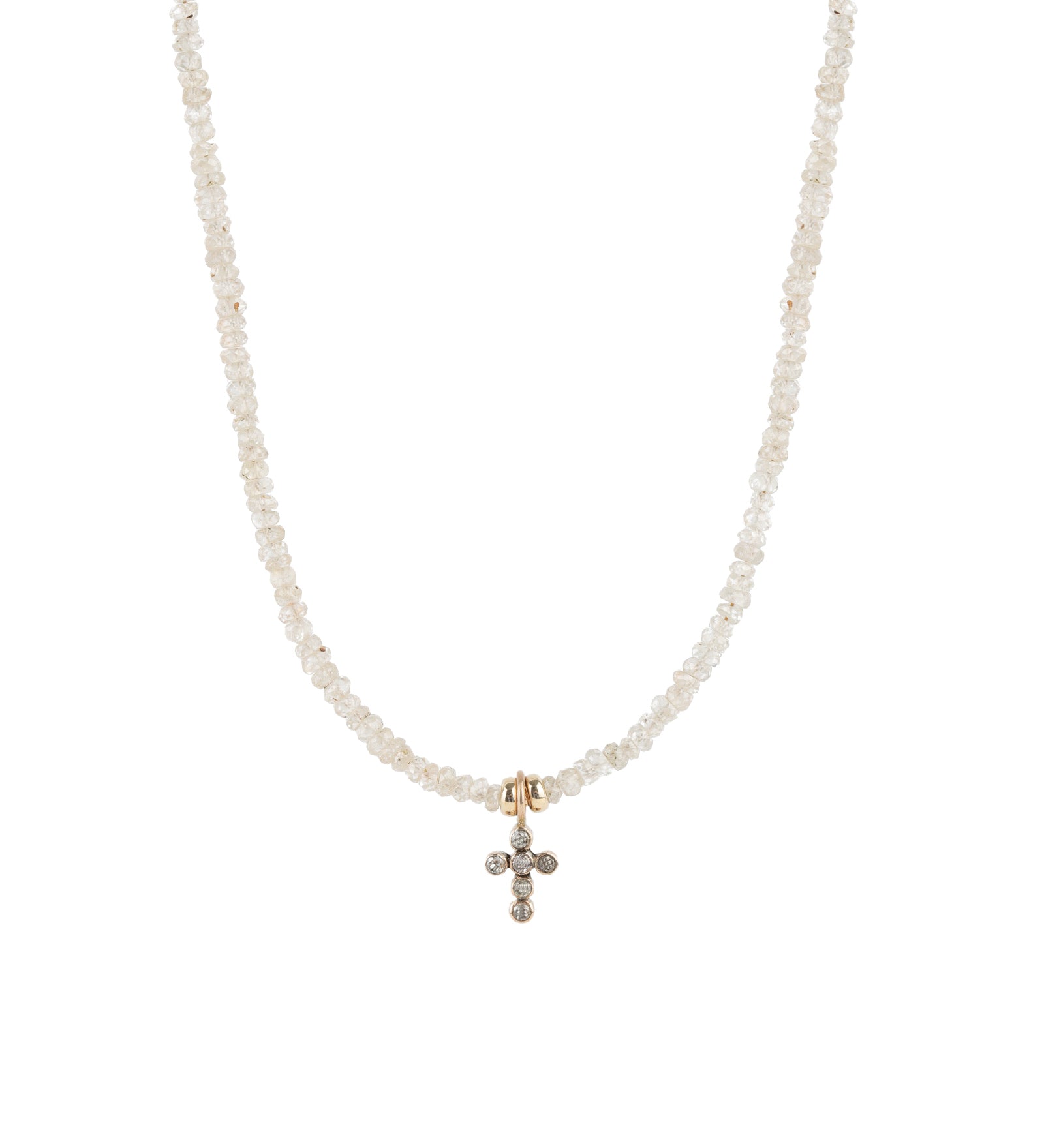 Gem Jar-White Zircon Diamond Cross Necklace | 4mm-Necklaces-14k Yellow Gold, 10k Rose Gold, Champagne Diamond, Champagne Zircon-Blue Ruby Jewellery-Vancouver Canada