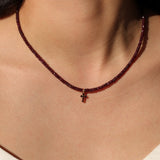 Gem Jar-Gradual Ruby Cross Necklace | 3mm - 5mm-Necklaces-Blue Ruby Jewellery-Vancouver Canada