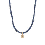 Round Diamond Blue Sapphire Necklace | 3.5mm - 4.5mm 14k Yellow Gold, Diamond, Blue Sapphire