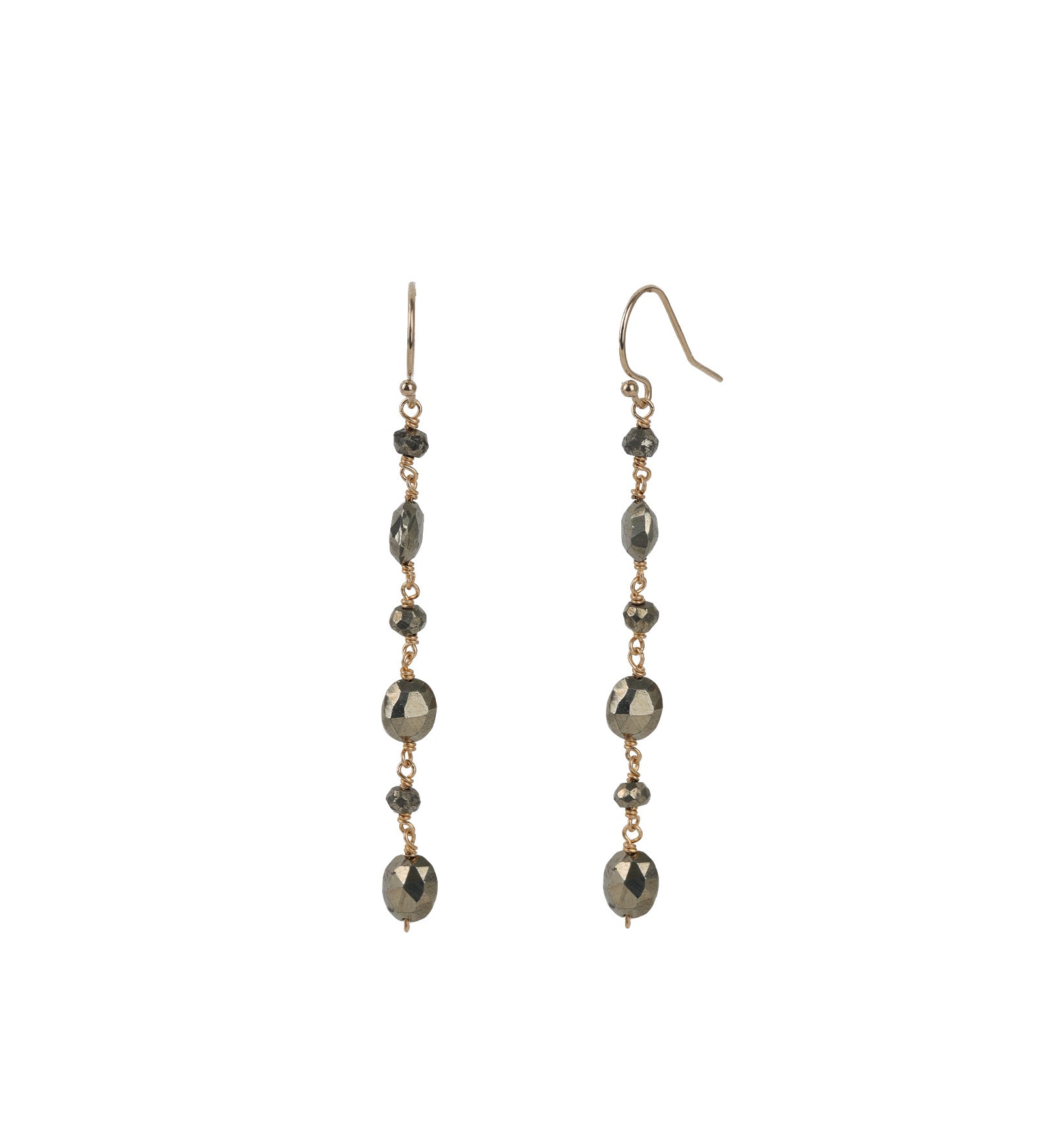 Oval Pyrite Mixed Drop Hooks 14k Gold Filled, Pyrite