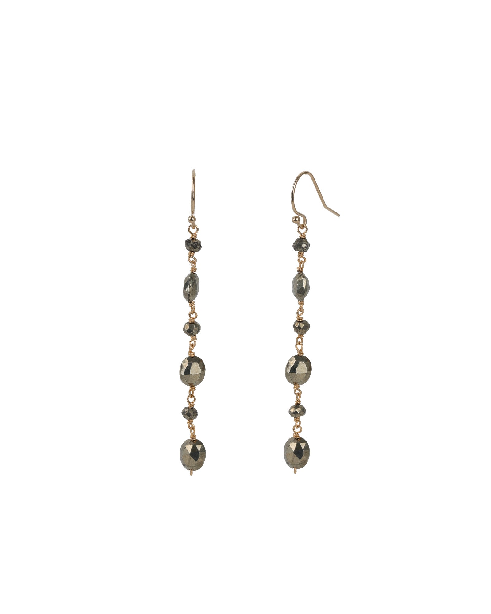 Oval Pyrite Mixed Drop Hooks 14k Gold Filled, Pyrite