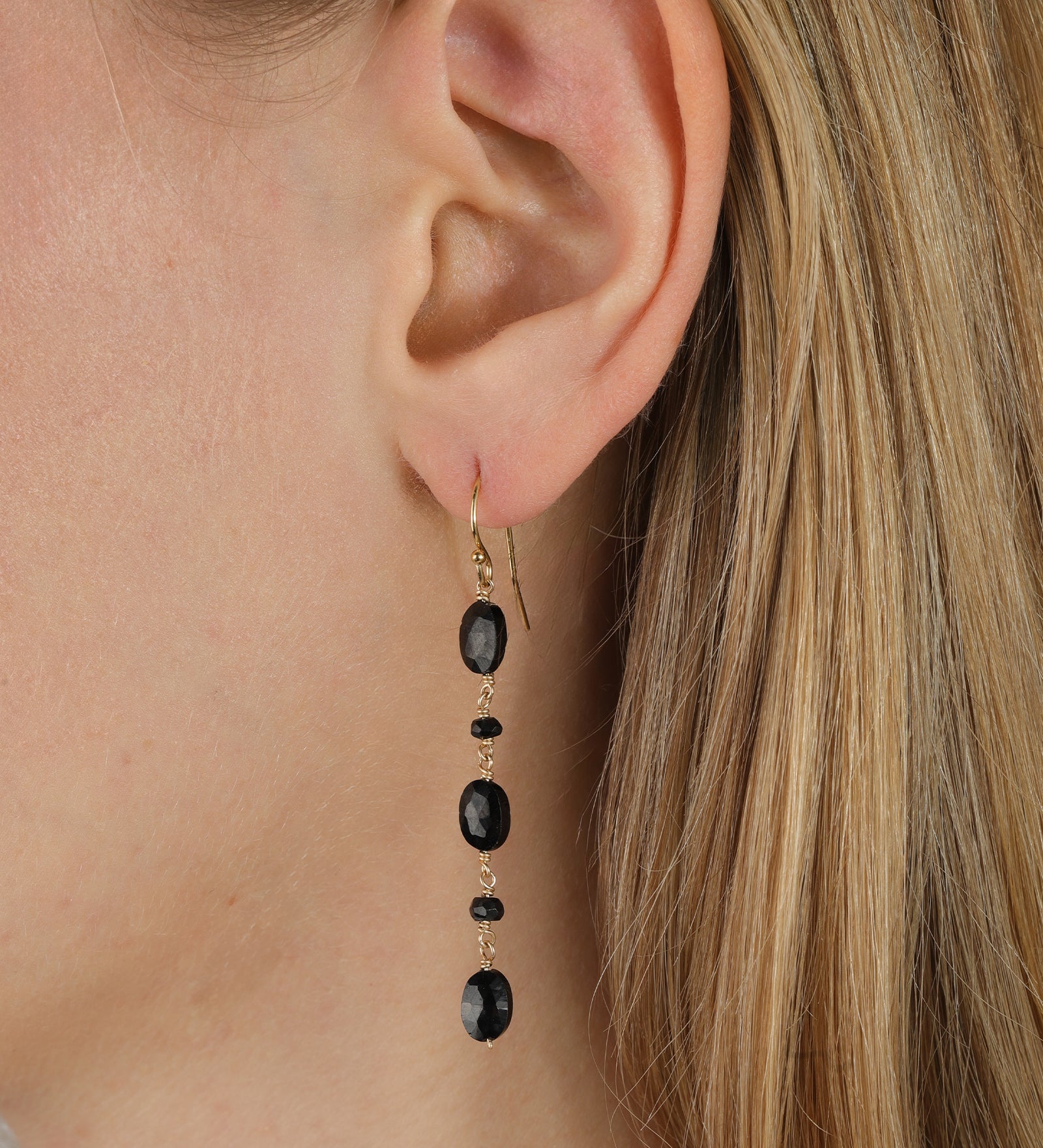 Gem Jar-Oval Black Garnet Mixed Drop Hooks-Earrings-Blue Ruby Jewellery-Vancouver Canada