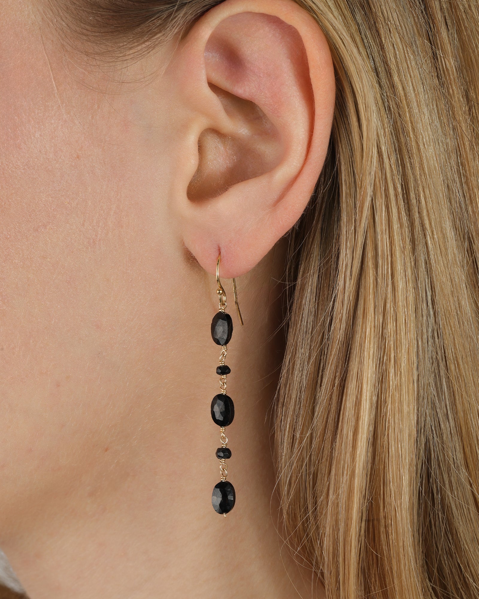 Gem Jar-Oval Black Garnet Mixed Drop Hooks-Earrings-Blue Ruby Jewellery-Vancouver Canada