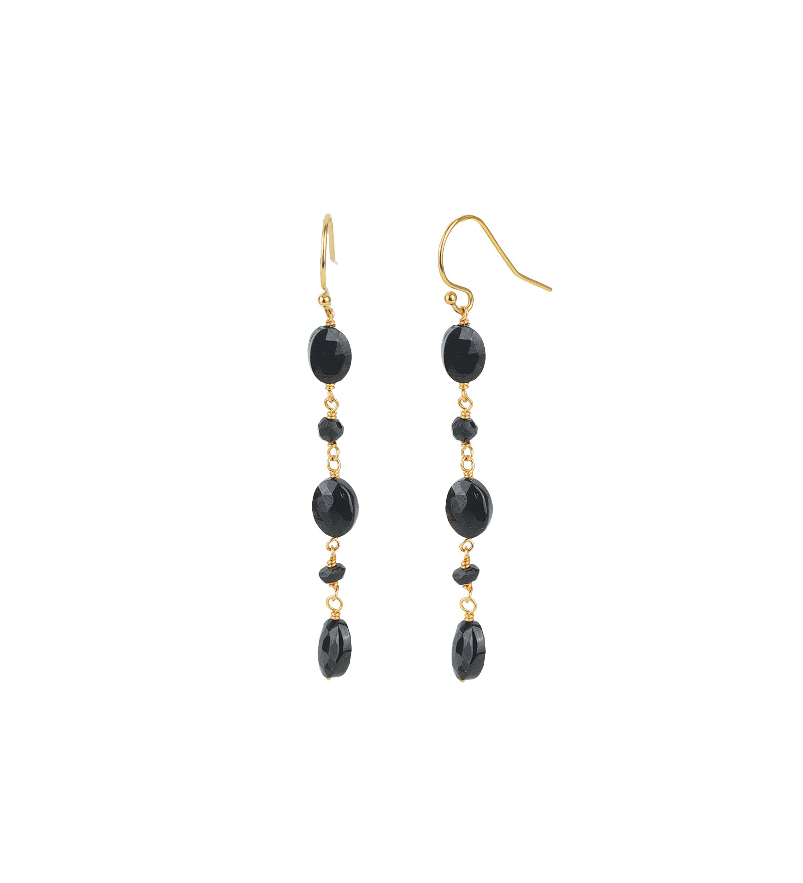 Gem Jar-Oval Black Garnet Mixed Drop Hooks-Earrings-14k Gold Filled, Black Garnet-Blue Ruby Jewellery-Vancouver Canada