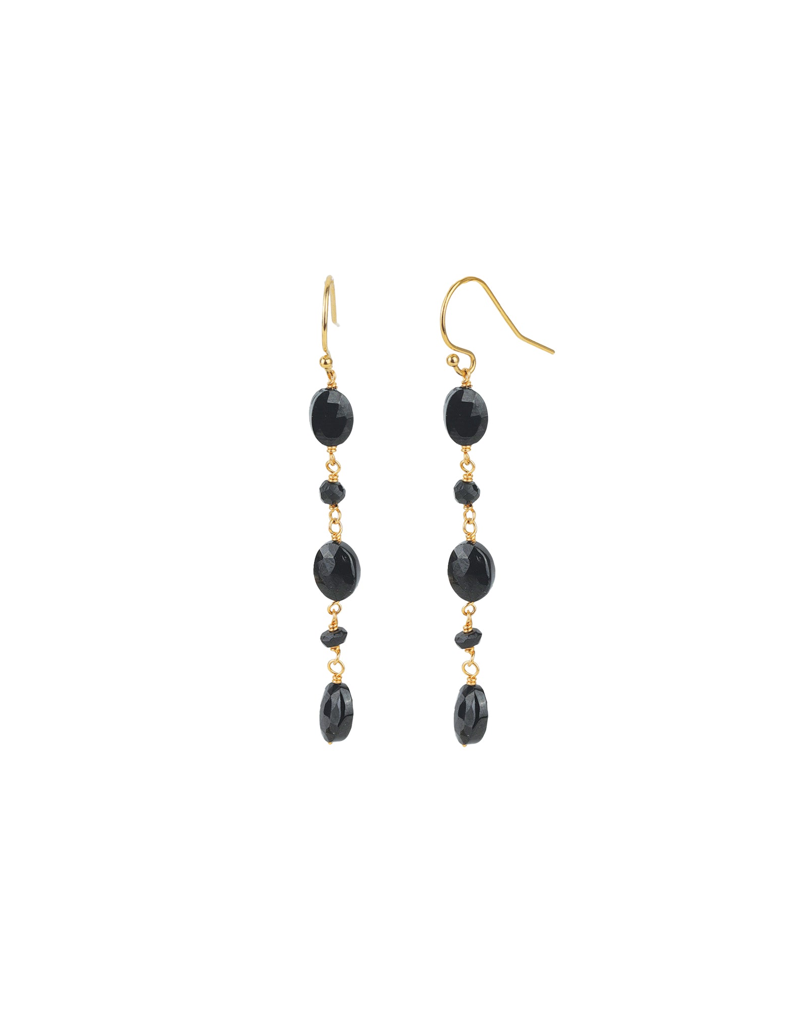 Gem Jar-Oval Black Garnet Mixed Drop Hooks-Earrings-14k Gold Filled, Black Garnet-Blue Ruby Jewellery-Vancouver Canada