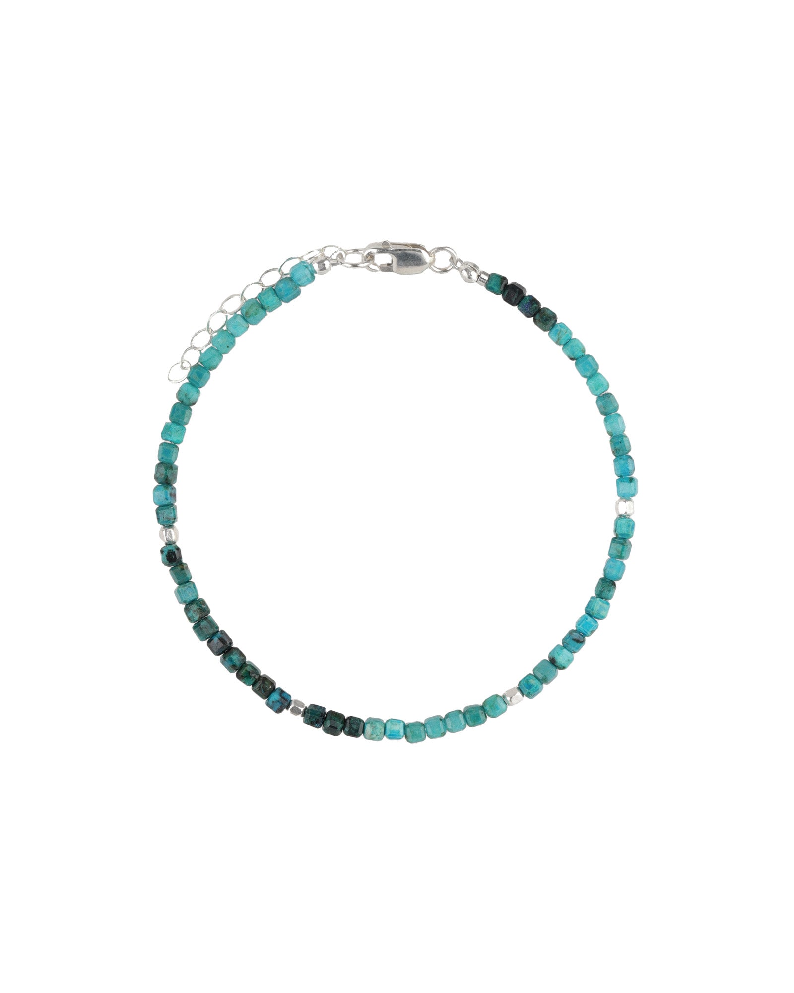 Cube Stone Nugget Bracelet Sterling Silver, Chrysocolla